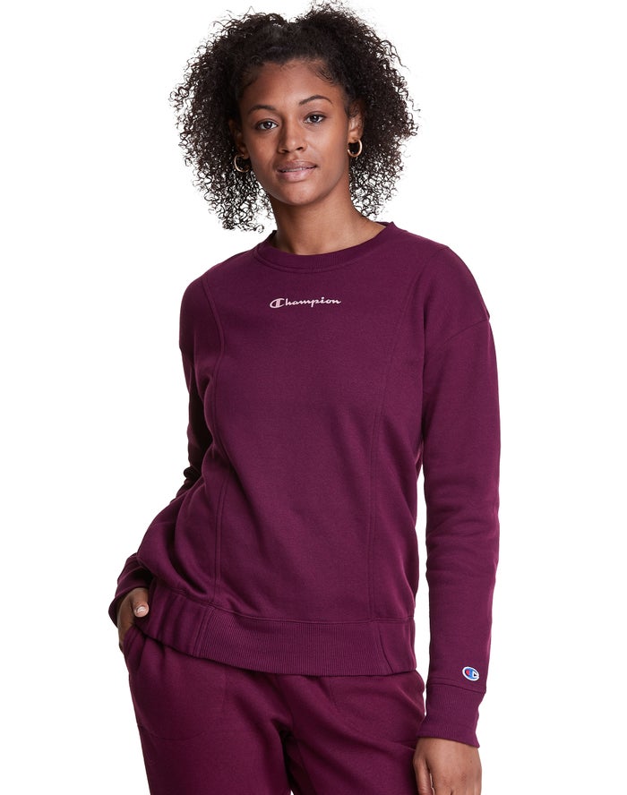 Champion Womens Sweatshirt NZ - Fleece Crew Dark Purple ( 5380-NBTGA )